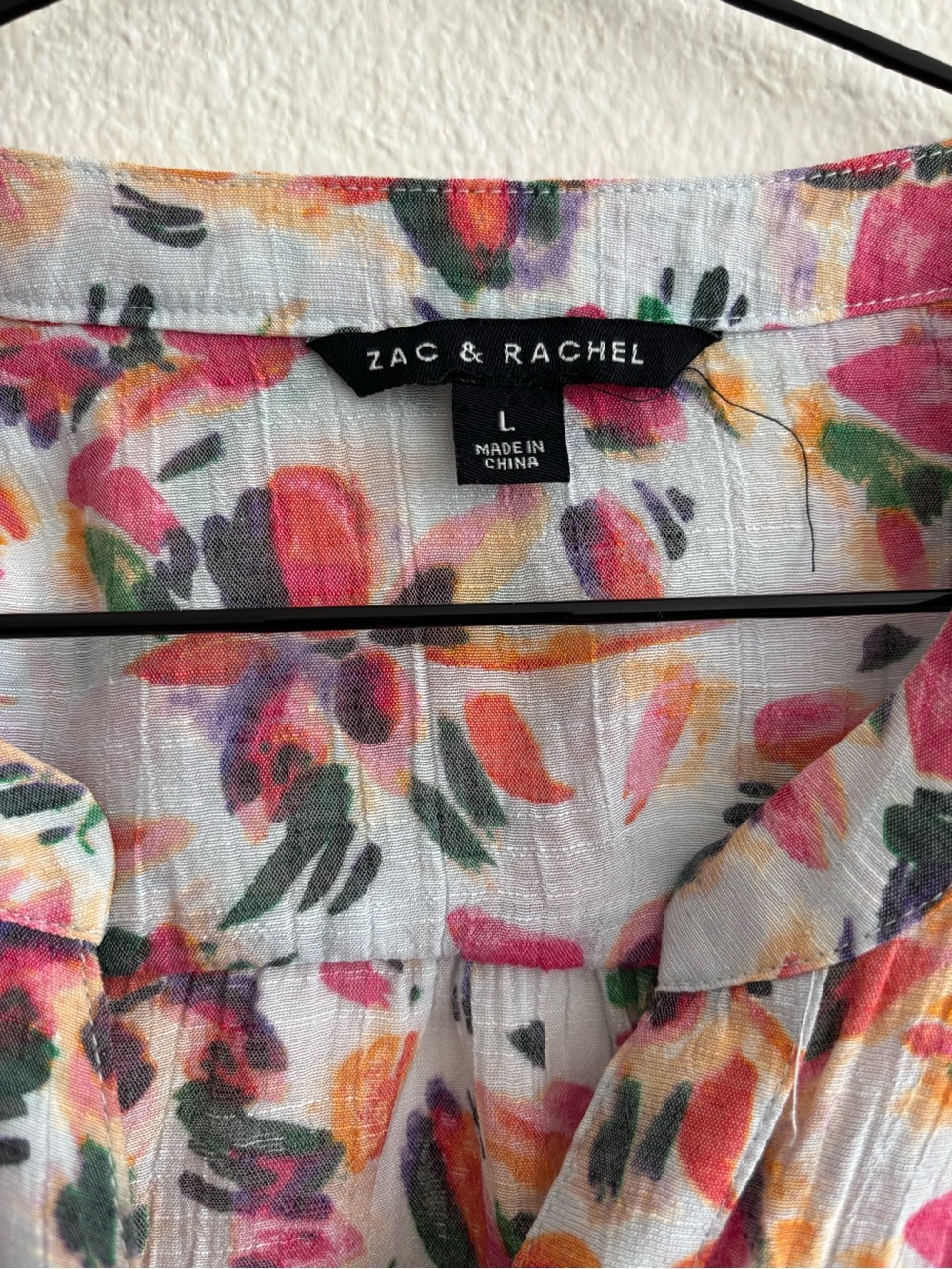 Zac & Rachel Floral Brushstroke Blouse in White, Pink, Orange and Green